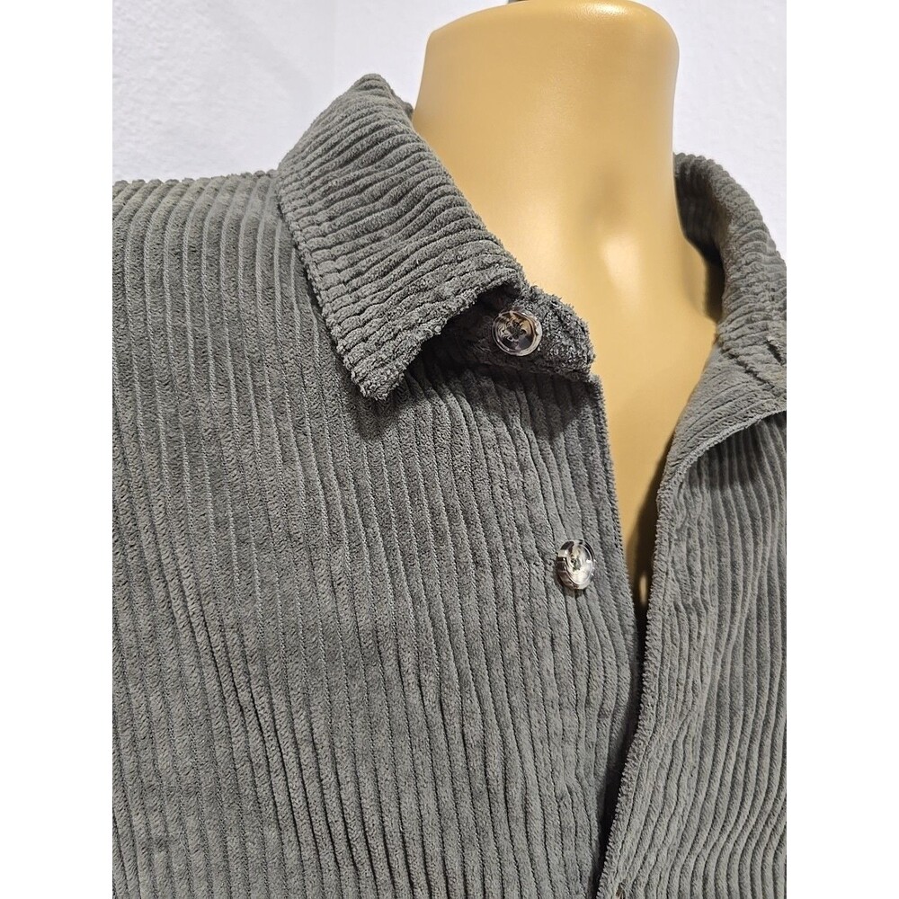 BDG Wide Wale Cotton Corduroy Collared Shirt Mens Large Green Embroidered Logo